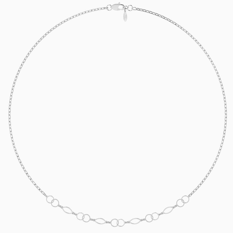 Waves by L'azurde Marquise & Round Links Necklace in Silver - Image 3